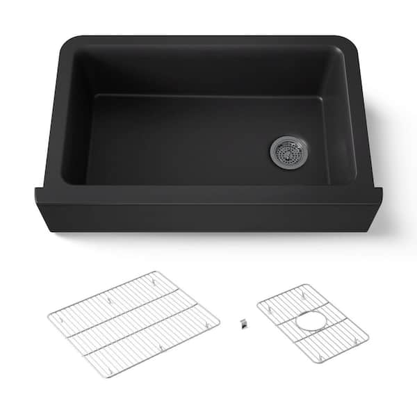 Cairn 34 in. Undermount Single Bowl Matte Black Engineered St1 Kitchen Sink