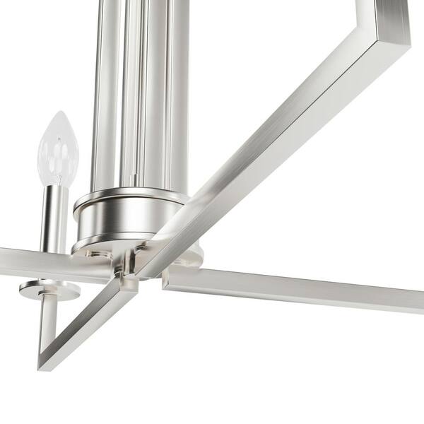 Hunter Bearden 4-Light Brushed Nickel Candle Chandelier for Dining Room with No Bulbs Included