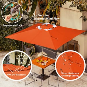 8 ft. x 8 ft. Steel Square Cantilever Patio Umbrella with Weighted Base in Orange