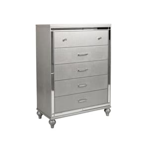 New Classic Furniture Valentino Silver 5-drawer 40 in. Chest of Drawers