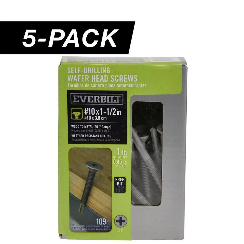 5-Pack #10 x 1-1/2 in. Wafer Head Phillips Drive Self-Drilling Screw (5 lb / 545-Piece) price history on PriceWatchPro