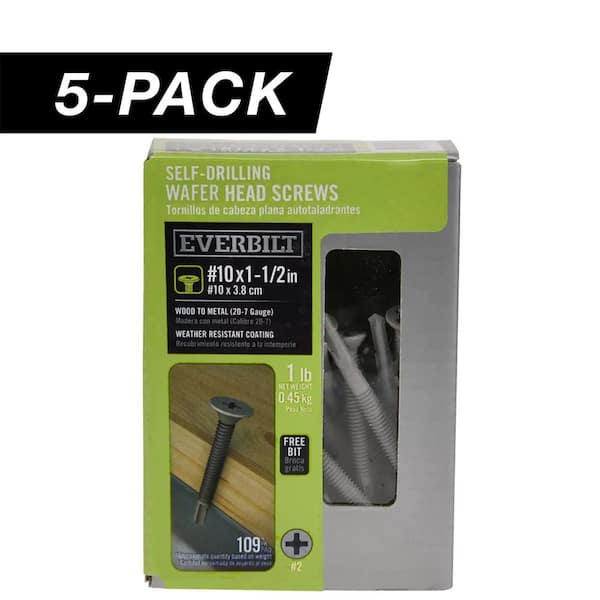 5-Pack #10 x 1-1/2 in. Wafer Head Phillips Drive Self-Drilling Screw (5 lb / 545-Piece)