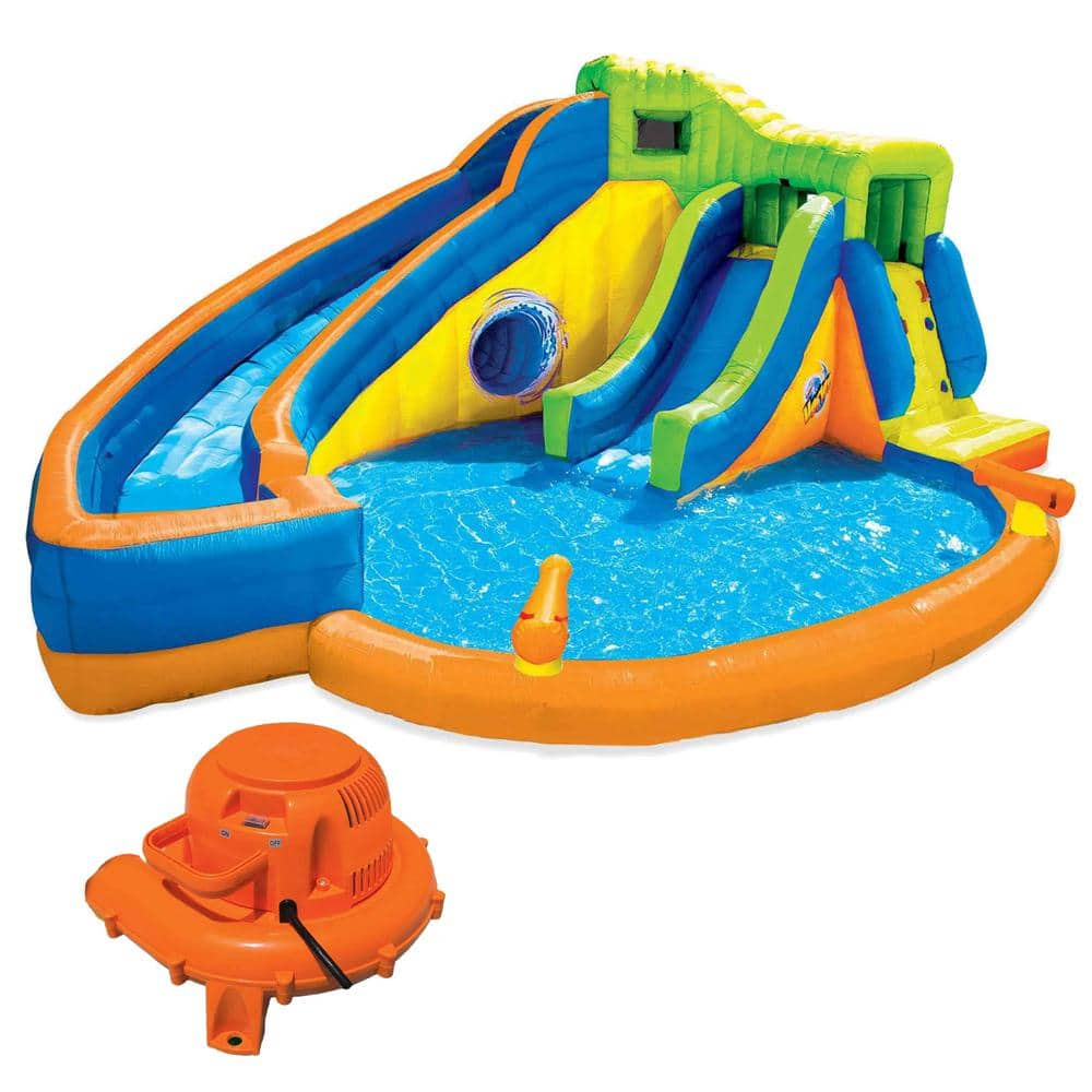 BANZAI Multi-color Pipeline Twist Kids Inflatable Backyard Waterpark ...