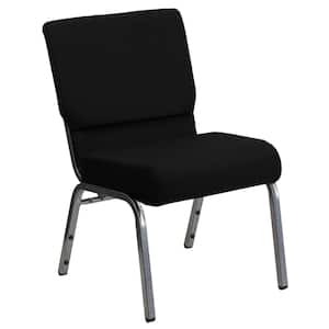 Hercules Fabric 21 in. W Stacking Ergonomic Church Chair in Black Fabric/Silver Vein Frame