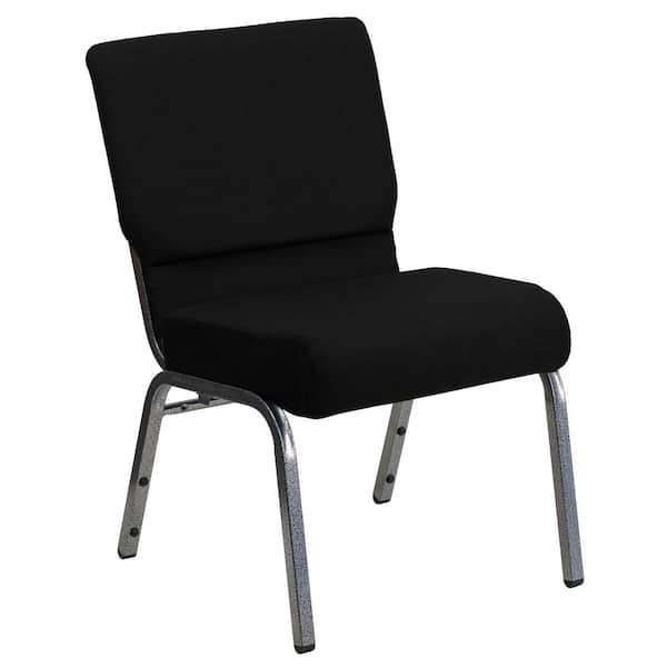 Carnegy Avenue Hercules Fabric 21 in. W Stacking Ergonomic Church Chair in Black Fabric/Silver Vein Frame