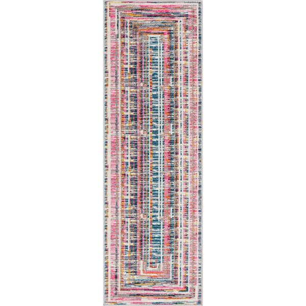 Well Woven Paloma Merle Fuchsia 2 ft. 3 in. x 7 ft. 3 in. Vintage Modern Solid and Striped Runner Rug