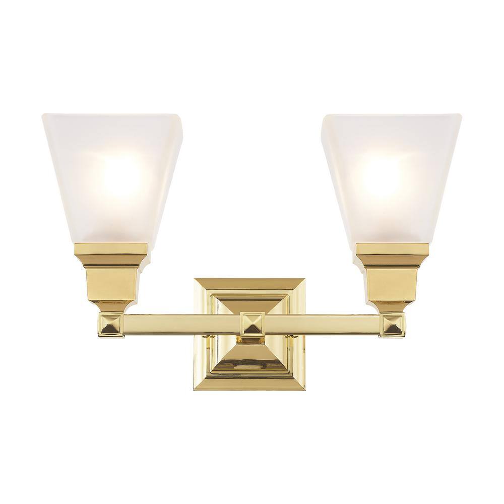 Elegant Polished Brass 2-Light Vanity with Satin Glass Shades