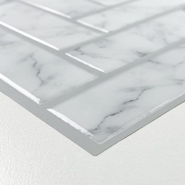 White 10.5 in. x 10.5 in. Herringbone Vinyl Peel and Stick Tile (Total sq. ft. Covered 2.45 sq. ft./4-Pack)