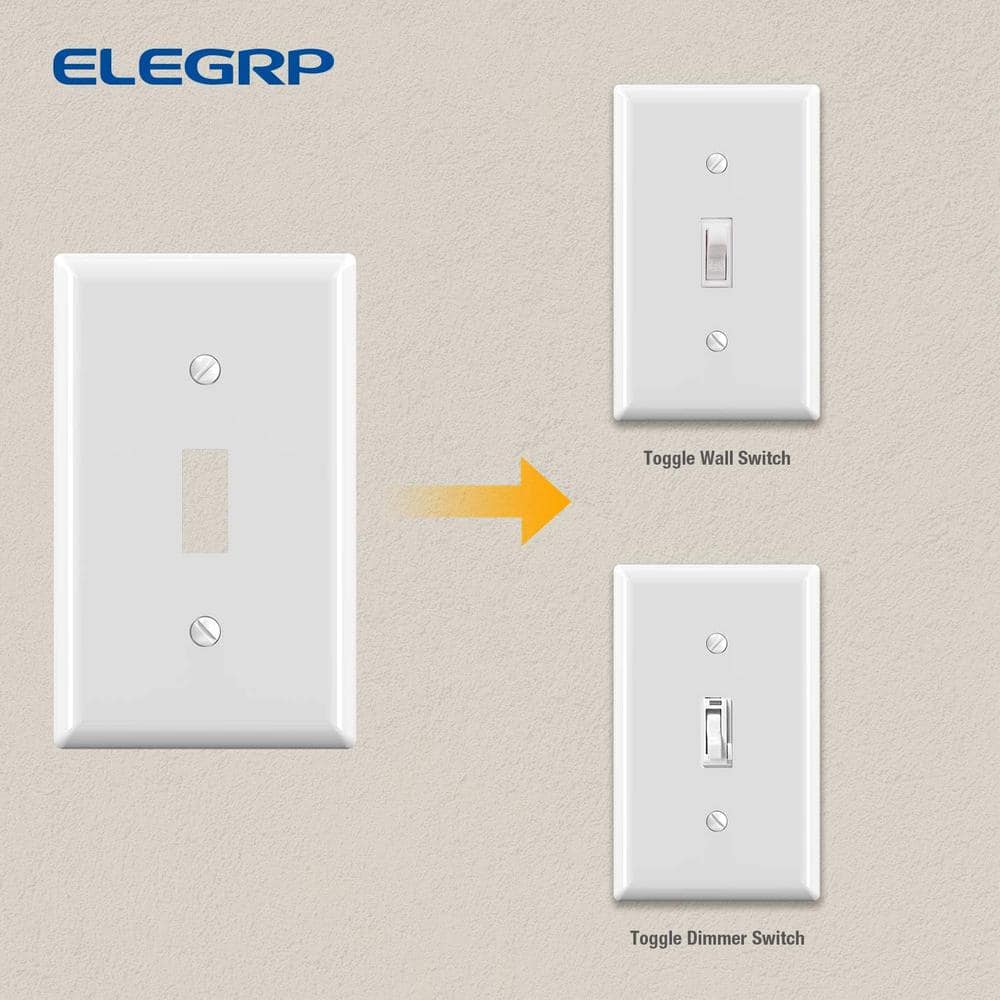 Glossy Black Rectangular Plastic 1-Gang Toggle Switch Wall Plate