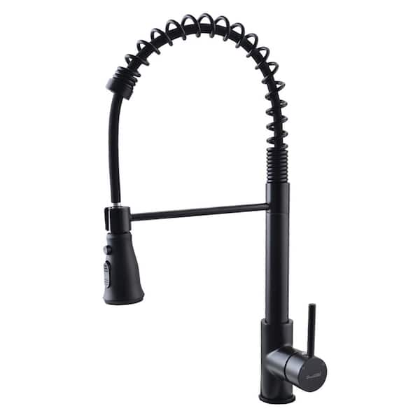 Boyel Living Single-Handle Pull-Down Sprayer Kitchen Faucet with Supply Lines in Matte Black