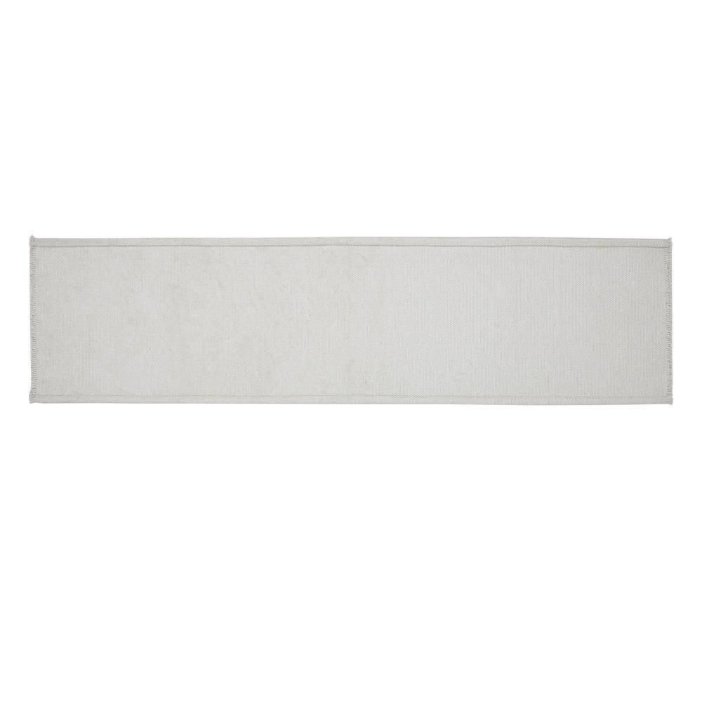 Soft White Cotton Table Runner with Eucalyptus Pattern, 12x48