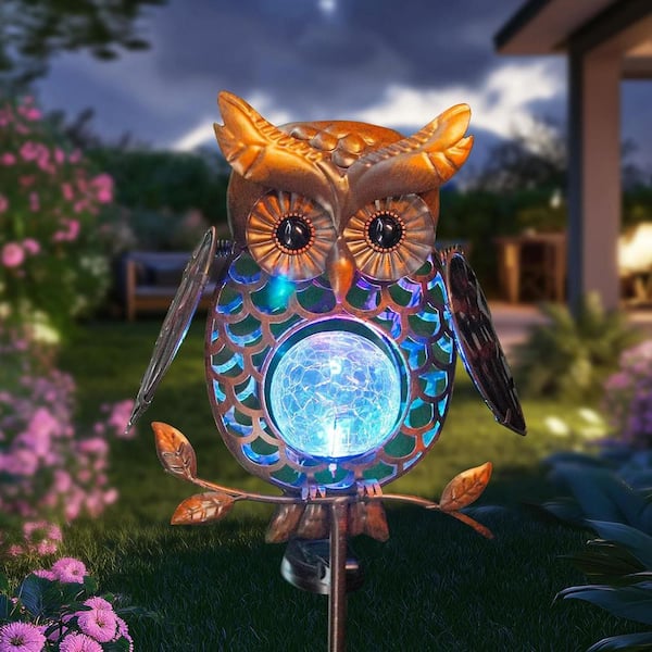 48 in. Solar Owl Lights Garden Stake L0DR2KLF7N - The Home Depot