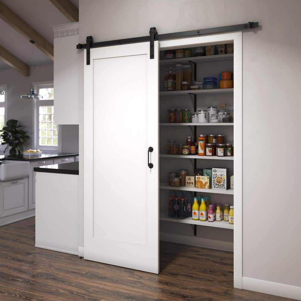 96-in Matte Black Steel Barn Door Hardware Kit