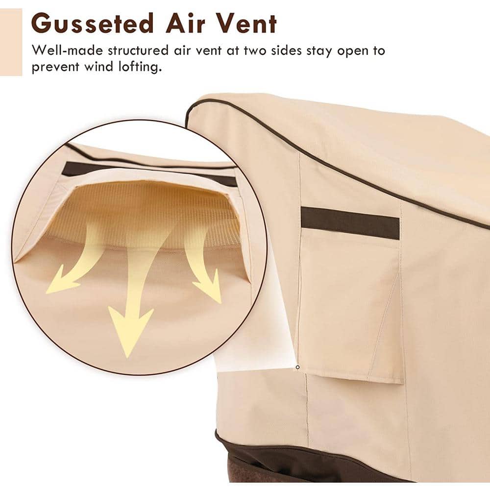 Khaki and Brown Waterproof Patio Chair Covers, 29" W x 30" D x 36" H, 2-Pack