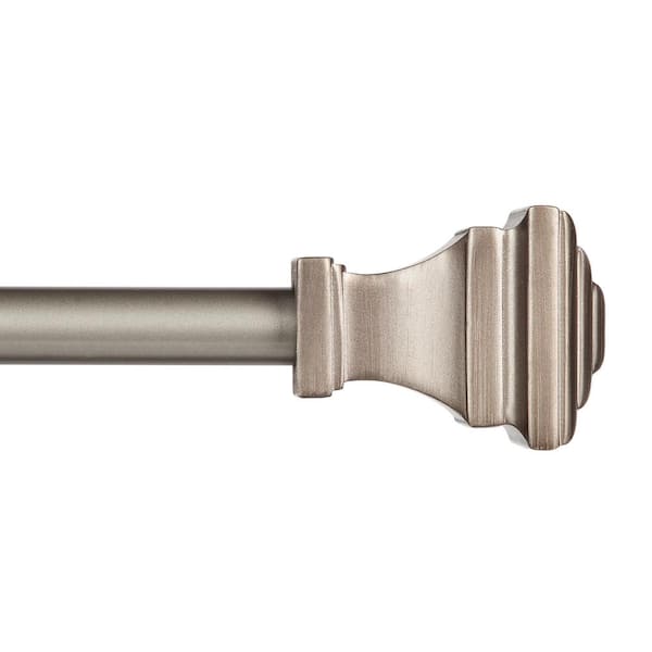 Kenney Fast Fit Easy Install Milton 36 in. - 66 in. Adjustable Single Curtain Rod 5/8 in. Dia. Pewter with Square Finials