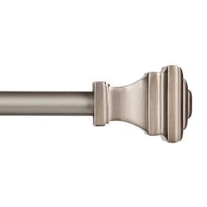 Fast Fit Easy Install Milton 66 in. - 120 in. Adjustable Single Curtain Rod 5/8 in. Dia., Pewter with Square Finials