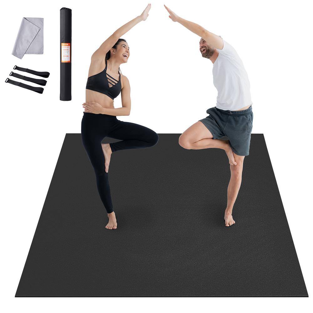 VEVOR Black 10" x 6" x 0.28" 60 sq. ft. Gym Flooring Mat 60 Rubber Non Slip High Density Yoga Mat Fitness with Bag Carry