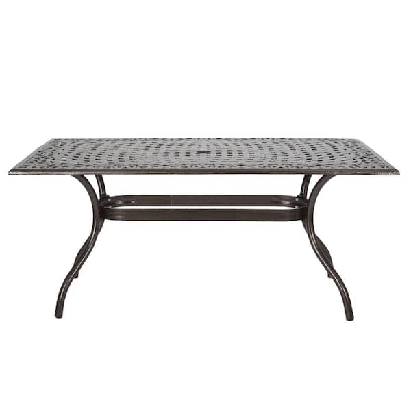 Unbranded Aluminum outdoor dining table with umbrella hole for patio garden backyard bronze