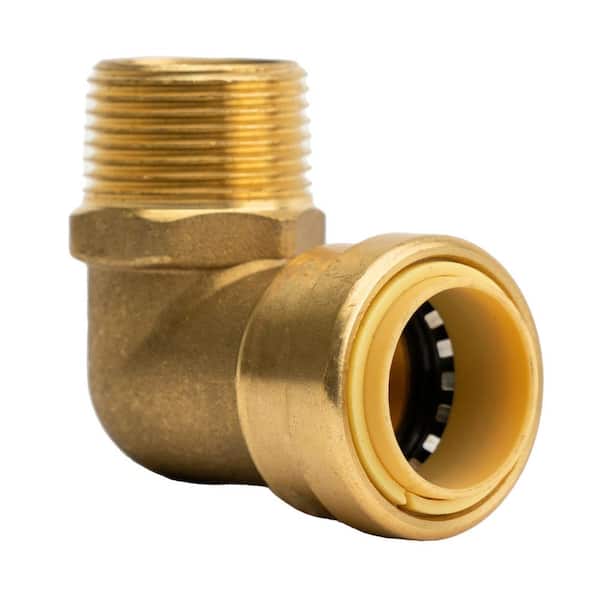 3/4 in. Push-to-Connect x MNPT (Male Thread) Brass 90° Elbow Fitting