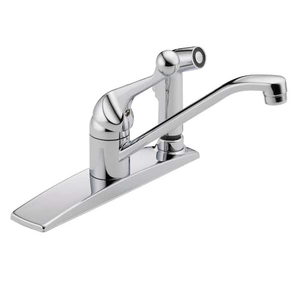 Delta - Classic Single-Handle Standard Kitchen Faucet with Side Sprayer and Fittings in Chrome