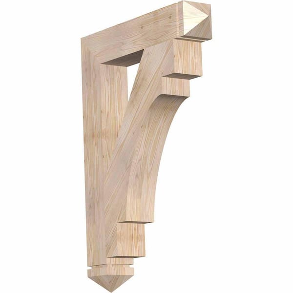 Ekena Millwork 5-1/2 in. x 44 in. x 32 in. Douglas Fir Merced Arts and Crafts Smooth Bracket