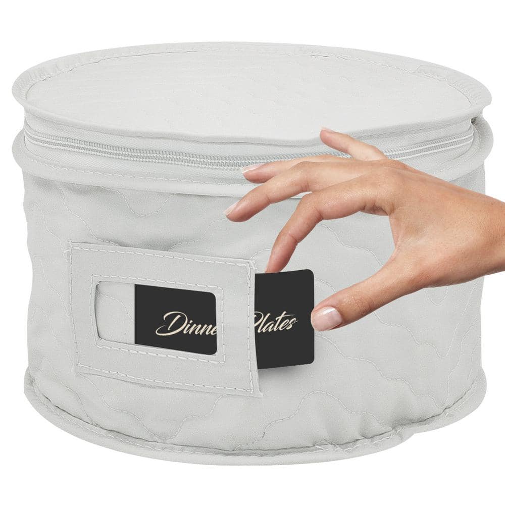 Sorbus White Quilted 5-Piece Dinnerware Storage Set with Felt Protectors