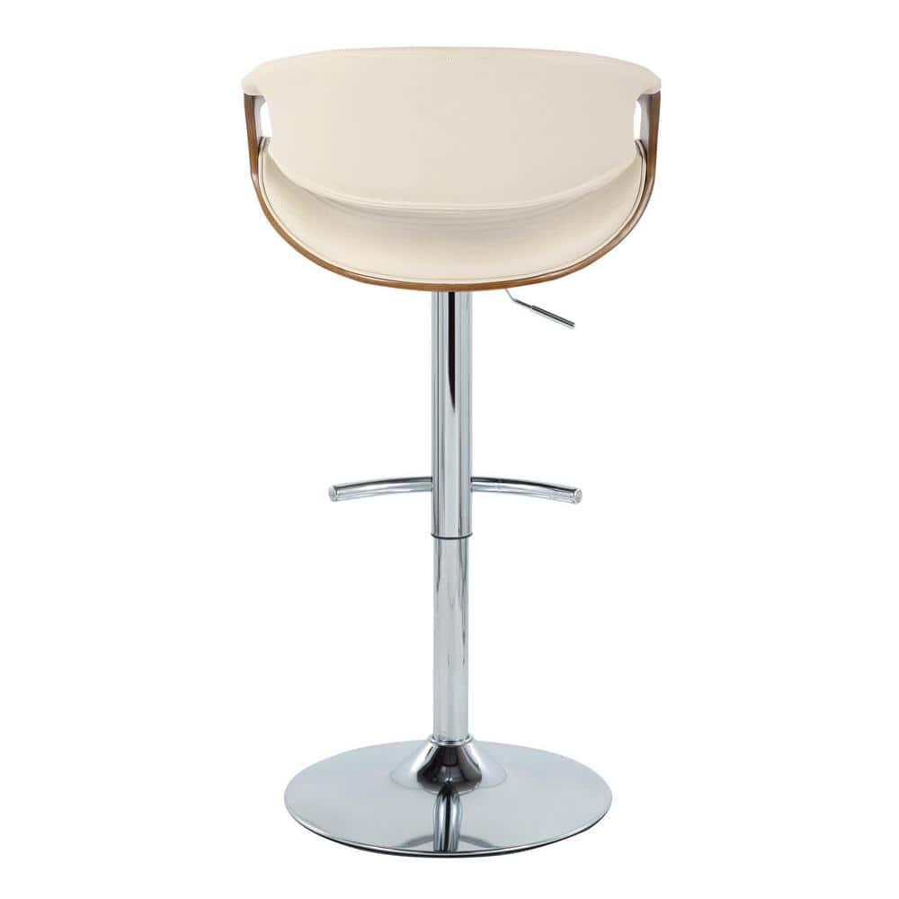 Symphony Adjustable Walnut and Cream Swivel Bar Stools, Set of 2