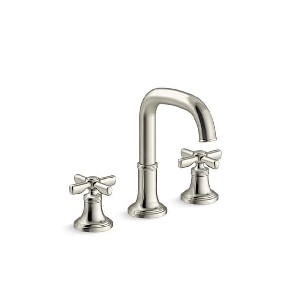 KOHLER Paces 8 in. Widespread Double Handle Bathroom Faucet with Cross Handles in Vibrant Polished Nickel