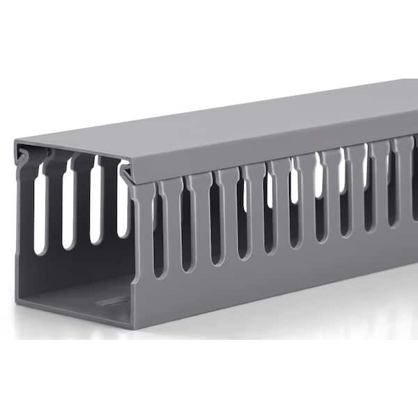 3.25 ft. 2 Pcs Grey Server Rack Cable Management Under Desk Cord Organizer, Electrical Safe PVC Cable Channel