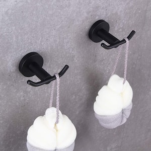 Bath 4 Pack Knob-Hook Double Robe/Towel Hook Double Robe Hook in Matte Black