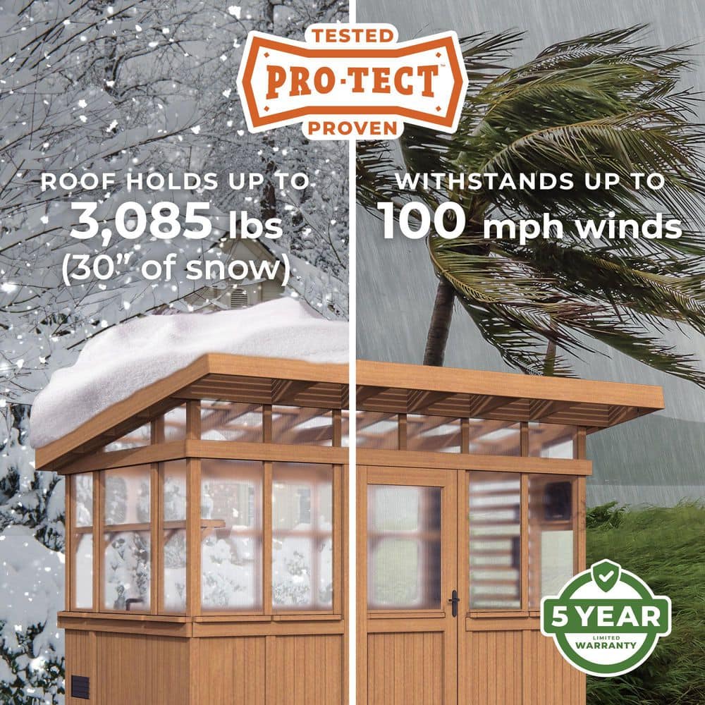 Poppy 9'x6' Cedar Wood and Polycarbonate Greenhouse Kit with PowerPort
