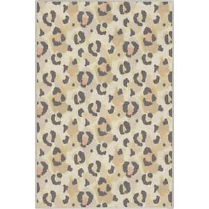 Beige 3 ft. 3 in. x 5 ft. Animal Prints Leopard Contemporary Pattern Area Rug