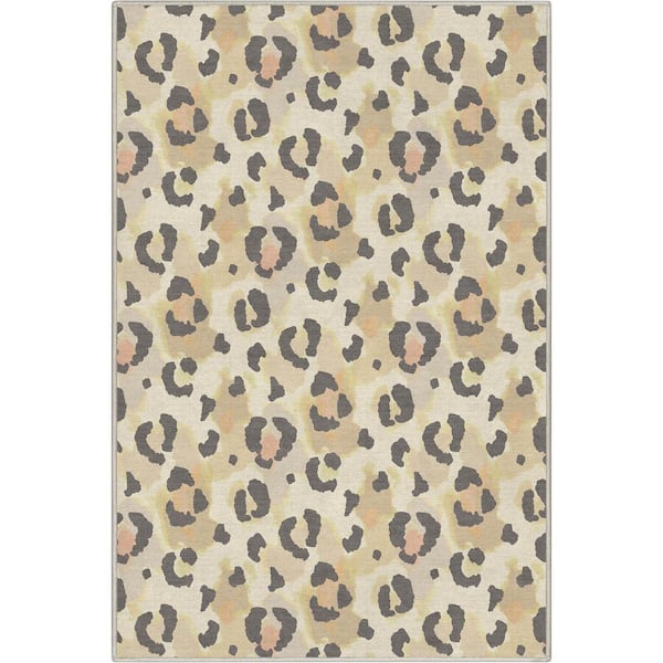 Well Woven Beige 3 ft. 3 in. x 5 ft. Animal Prints Leopard Contemporary Pattern Area Rug