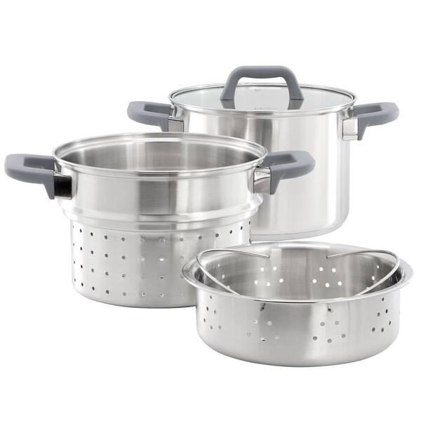4 Piece 5 Quart Stainless Steel Stock Pot with Inserts