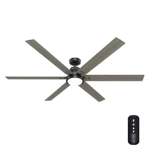 Gravity 72 in. Integrated LED Indoor Matte Black Smart Ceiling Fan with Light Kit and Remote Included