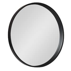 Medium Round Black Contemporary Mirror (25.59 in. H x 25.59 in. W)