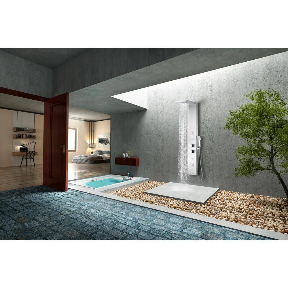 Expanse 64'' Brushed Steel Full Body Shower Panel with Jets