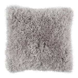 White 24 in. W x 24 in. L Faux Fur Square Shag Throw Pillow 507961GYH - The  Home Depot