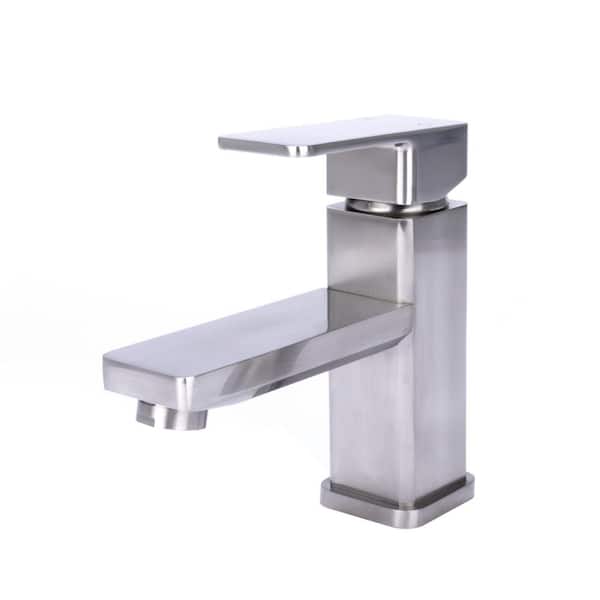 Italia Square Single Hole Single-Handle Bathroom Faucet in Brushed Nickel