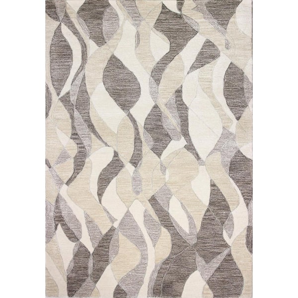 BASHIAN Greenwich Beige 4 ft. x 6 ft. (3'9" x 5'9") Abstract Contemporary Accent Rug