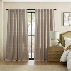 Sawyer Linen Polyester Windowpane Plaid 52 in. W x 95 in. L Rod Pocket/Back Tab Indoor Blackout Curtain (Single Panel)