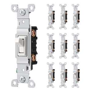 Toggle Light Switch, Single Pole, Push Button On/Off Wall Switch Replacement for Home, Kitchen, Office, White (10-Pack)