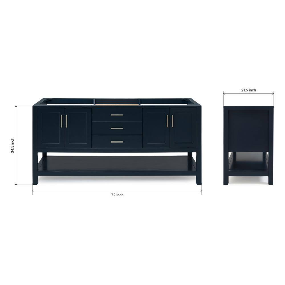 Magnolia 72" Midnight Blue Double Freestanding Vanity Cabinet