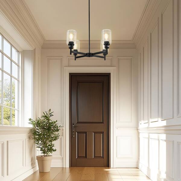 YANSUN 4-Light Black Chandelier with Adjustable Height - Elegant