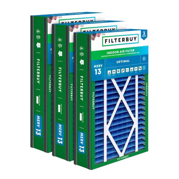 16 in. x 25 in. x 3 in. MERV 13 (FPR 10) Health Defense Pleated HVAC AC Furnace Air Filters for Air Bear & More (3-Pack)