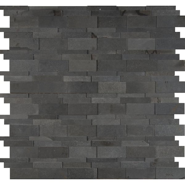 MSI Neptune 3D 12 in. x 12 in. x 10mm Honed Basalt Mesh-Mounted Mosaic Tile (10 sq. ft. / case)