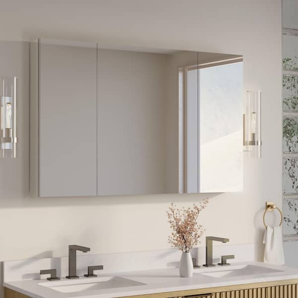 48 in. W x 30 in. H Rectangular Recess/Surface Mount Medicine Cabinet with Mirror, 3 Soft Close Door