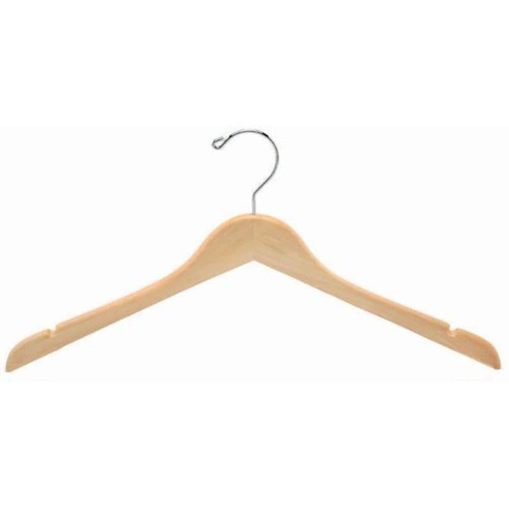 17 Wooden Top Hanger - Natural Maple With Chrome Hook
