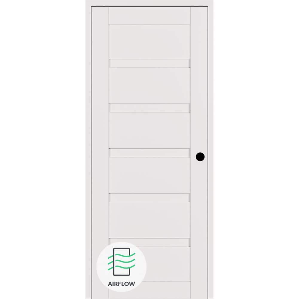 Louver N DIY-Friendly 24 in. х 84 in. Left-Hand Snow White Solid Composite Core Wood Single Prehung Interior Door price history on PriceWatchPro