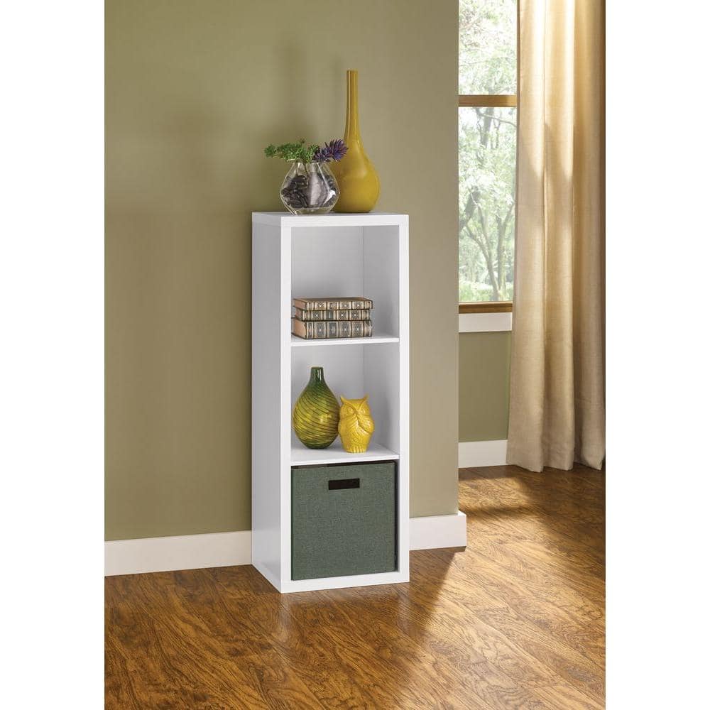 White 44" Tall Decorative 3-Cube Storage Organizer